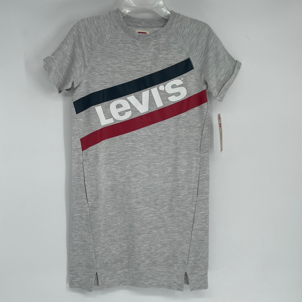 Kids Levi's Gray Short Sleeve Graphic T-Shirt Dress‎ Size M 10-12 Yrs